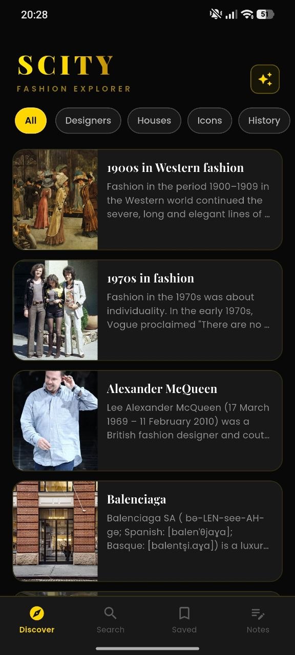 Scity Fashion Explorer article screen